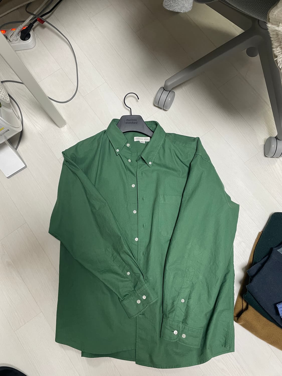 (M) 토마스모어 옥스포드 버튼다운 셔츠-아마존 그린 상품이미지1