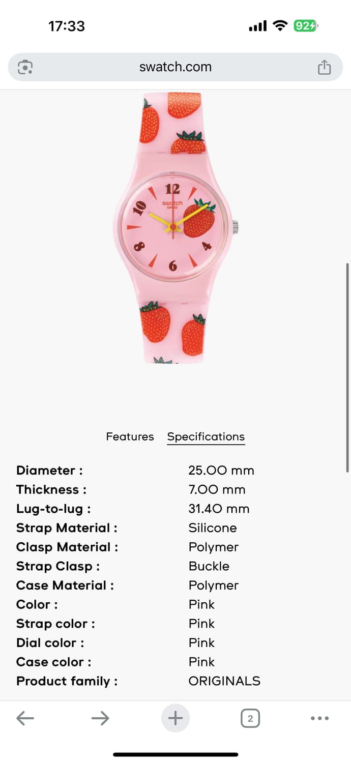 스와치 MISS FRAISE 딸기 시계 상품이미지10