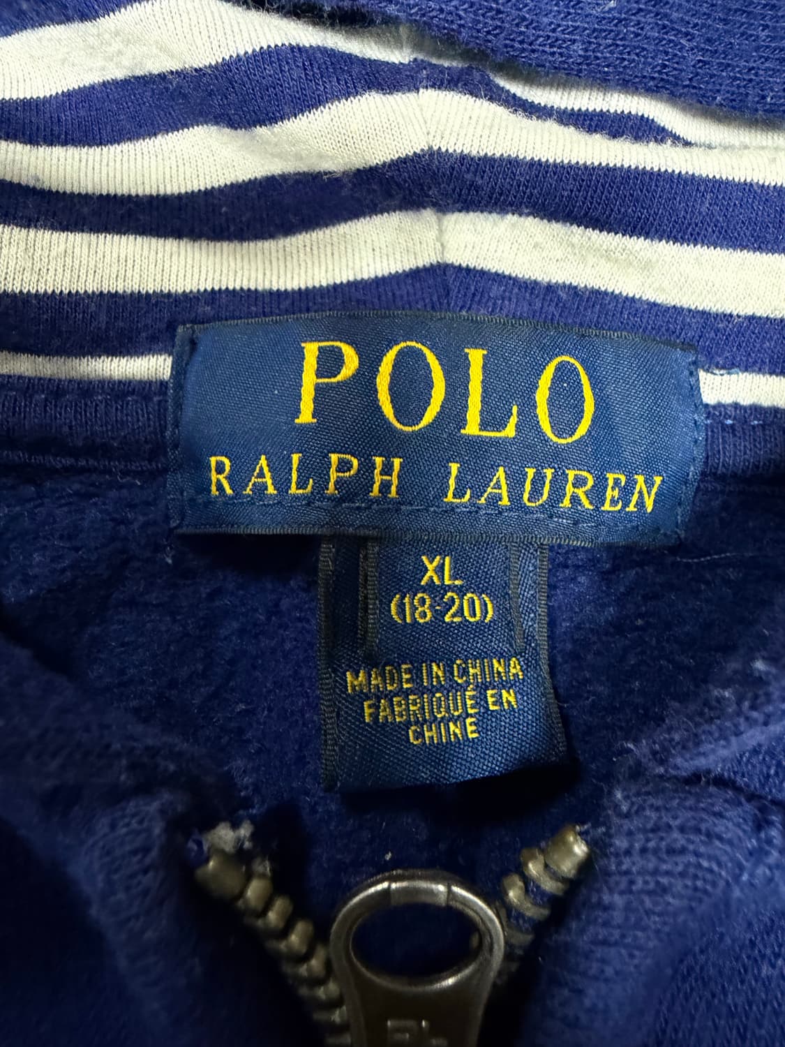 폴로 블루 스트라이프 후드 반집업 xl 상품이미지3