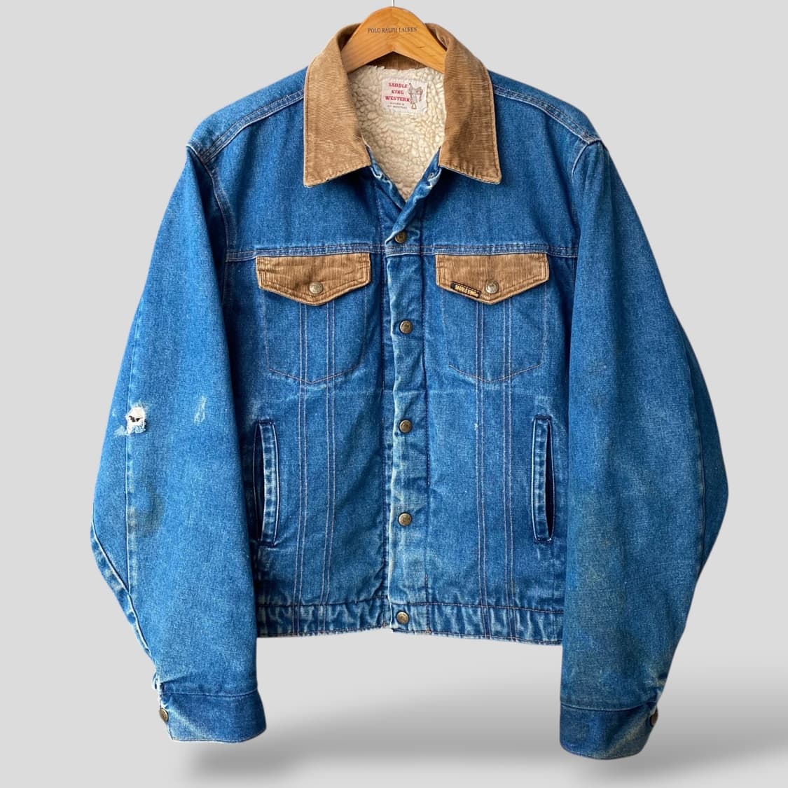 (L-XL)80s Saddle King Western 쉐르파 데님자켓 상품이미지1