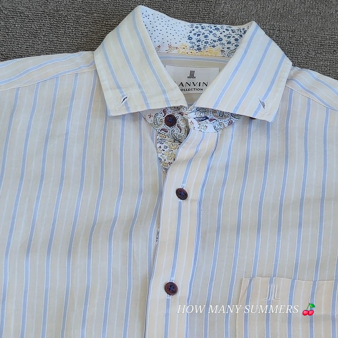 랑방컬렉션 스트라이프 긴팔 셔츠 무당벌레 자수 포인트 남방 상품이미지8