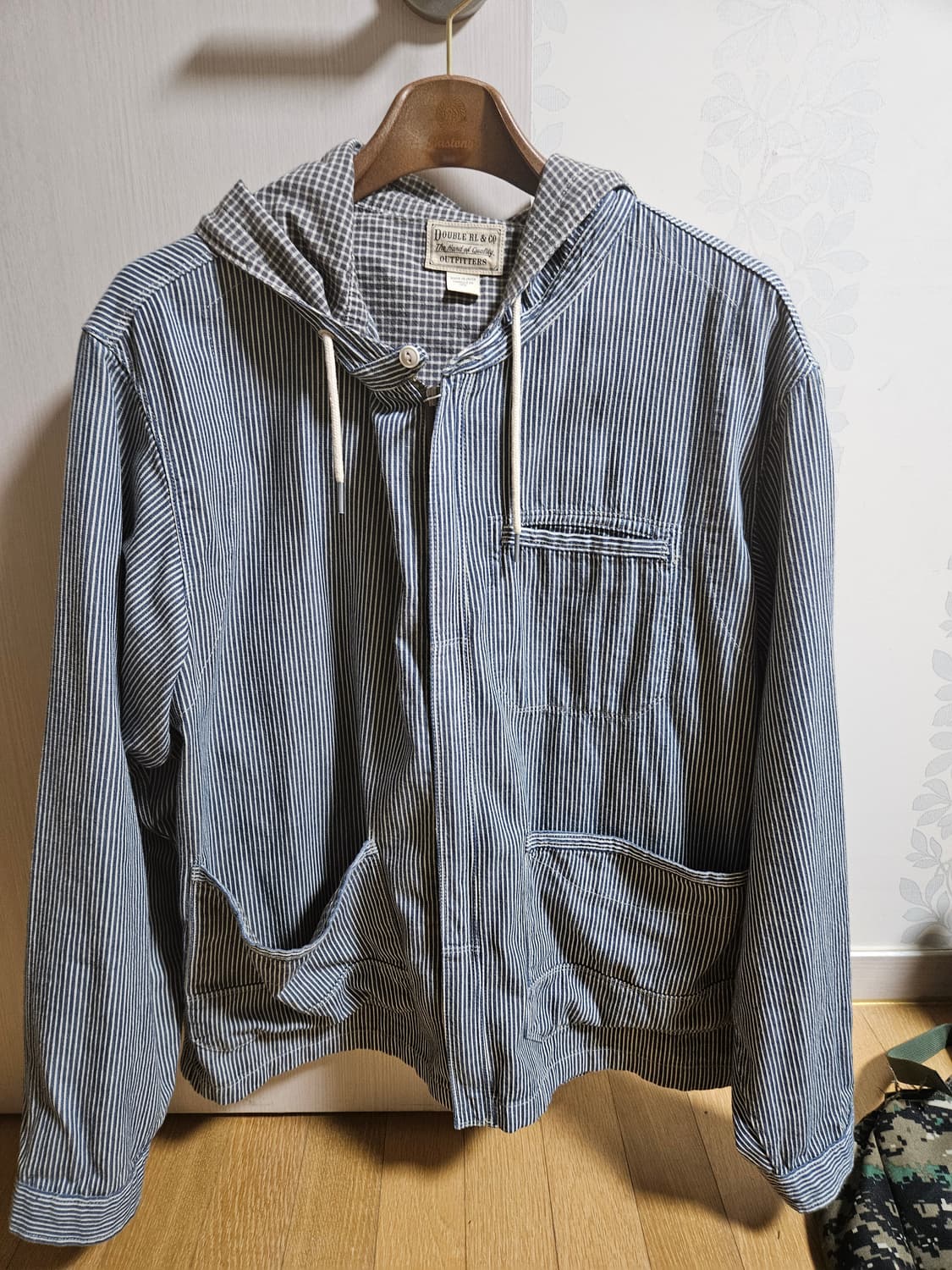 더블알엘 인디고 스트라이프 트윌 후드 자켓 네이비 멀티 xl 상품이미지1