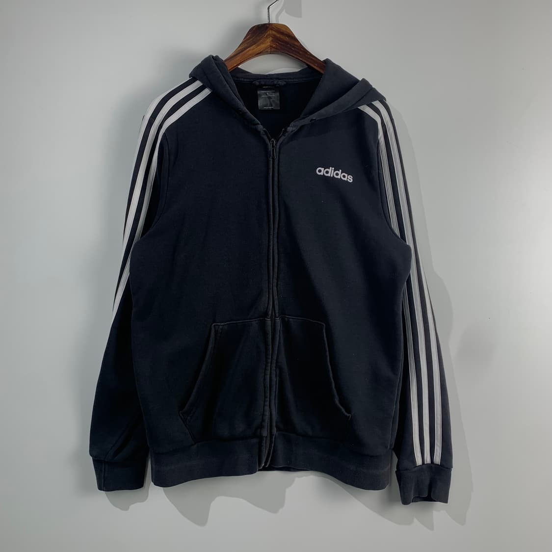 아디다스 사이드라인 블랙 후드집업 상품이미지2