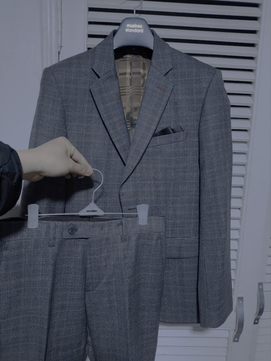 95 바쏘옴므 슬림핏 클래식 체크 정장 수트 세트 상품이미지1