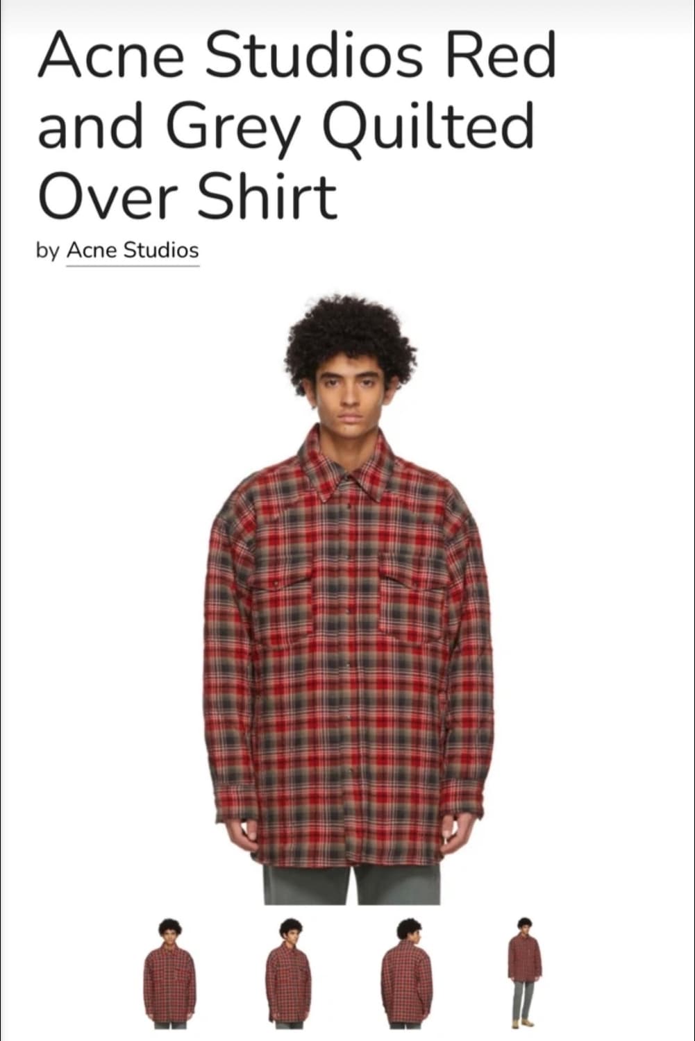 아크네스튜디오 레드 그레이 퀄팅 자켓셔츠 48사이즈 상품이미지2