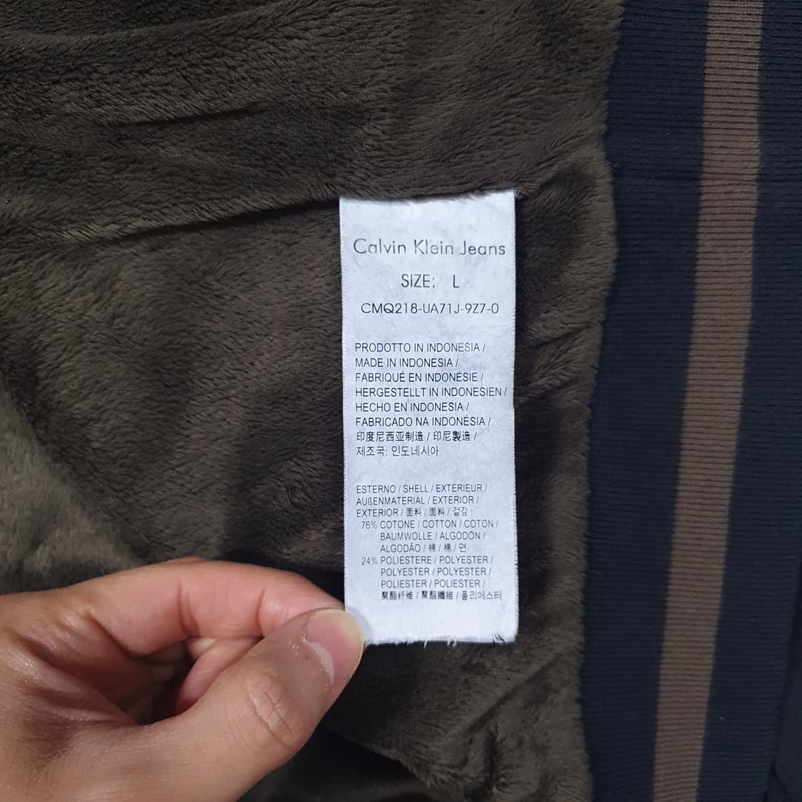 L (100) CK 캘빈클라인 쉐르파 기모 견장 투포켓 블루종 집업 자켓 상품이미지8