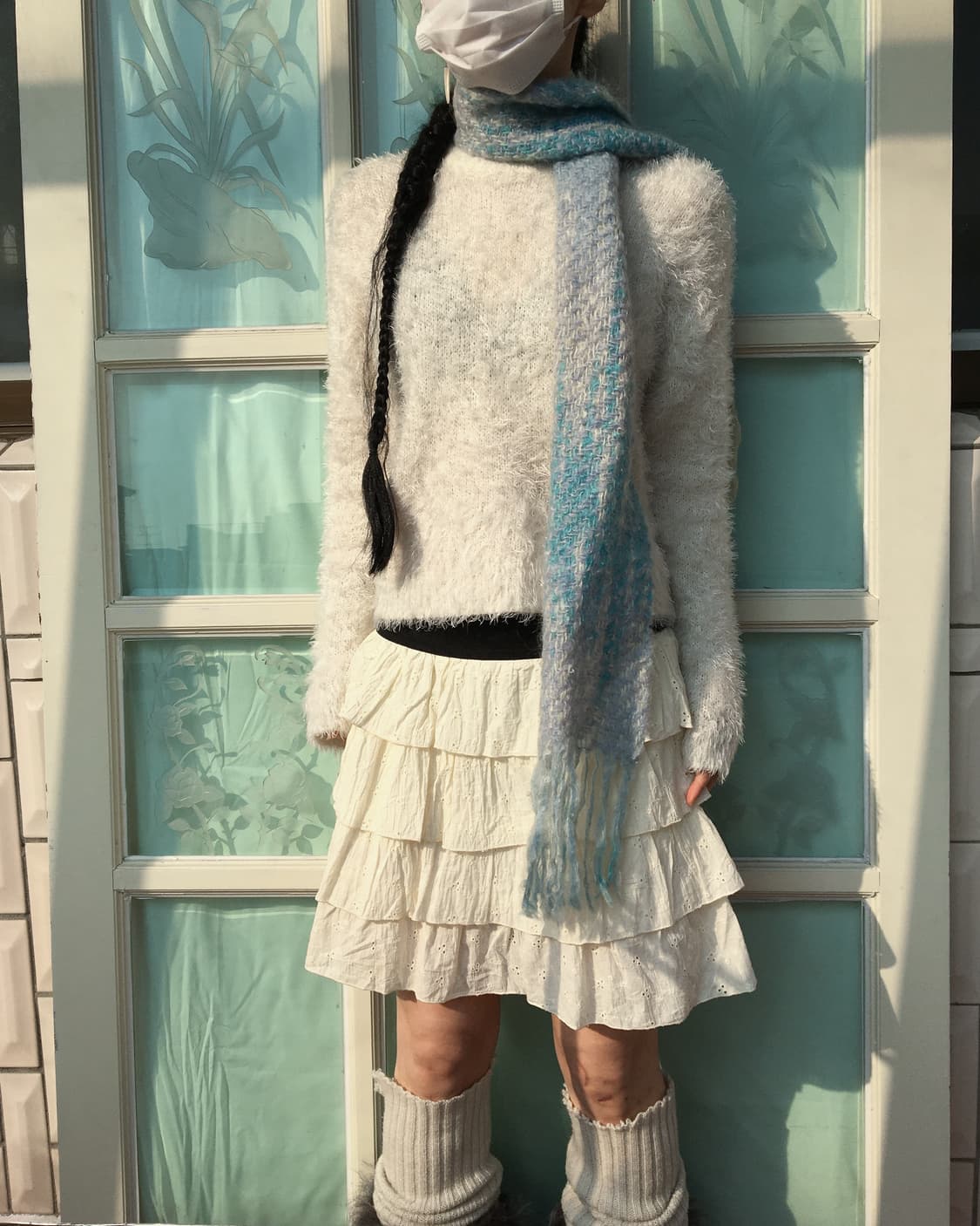  blue knit muffler 상품이미지2