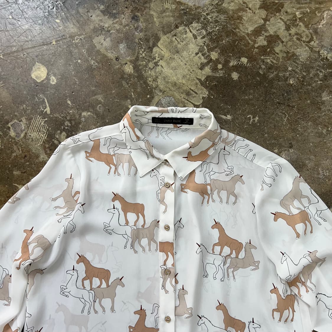 S) ZARA 자라 유니콘 쉬폰 블라우스 남방 셔츠 상품이미지2