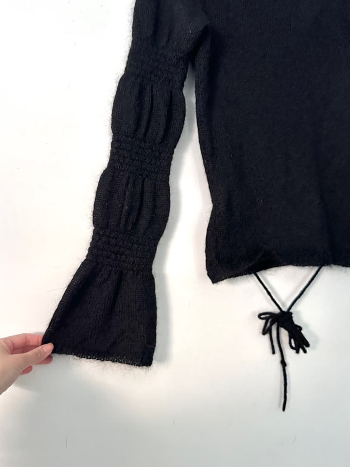 Off shoulder mohair puff knit / black 상품이미지3