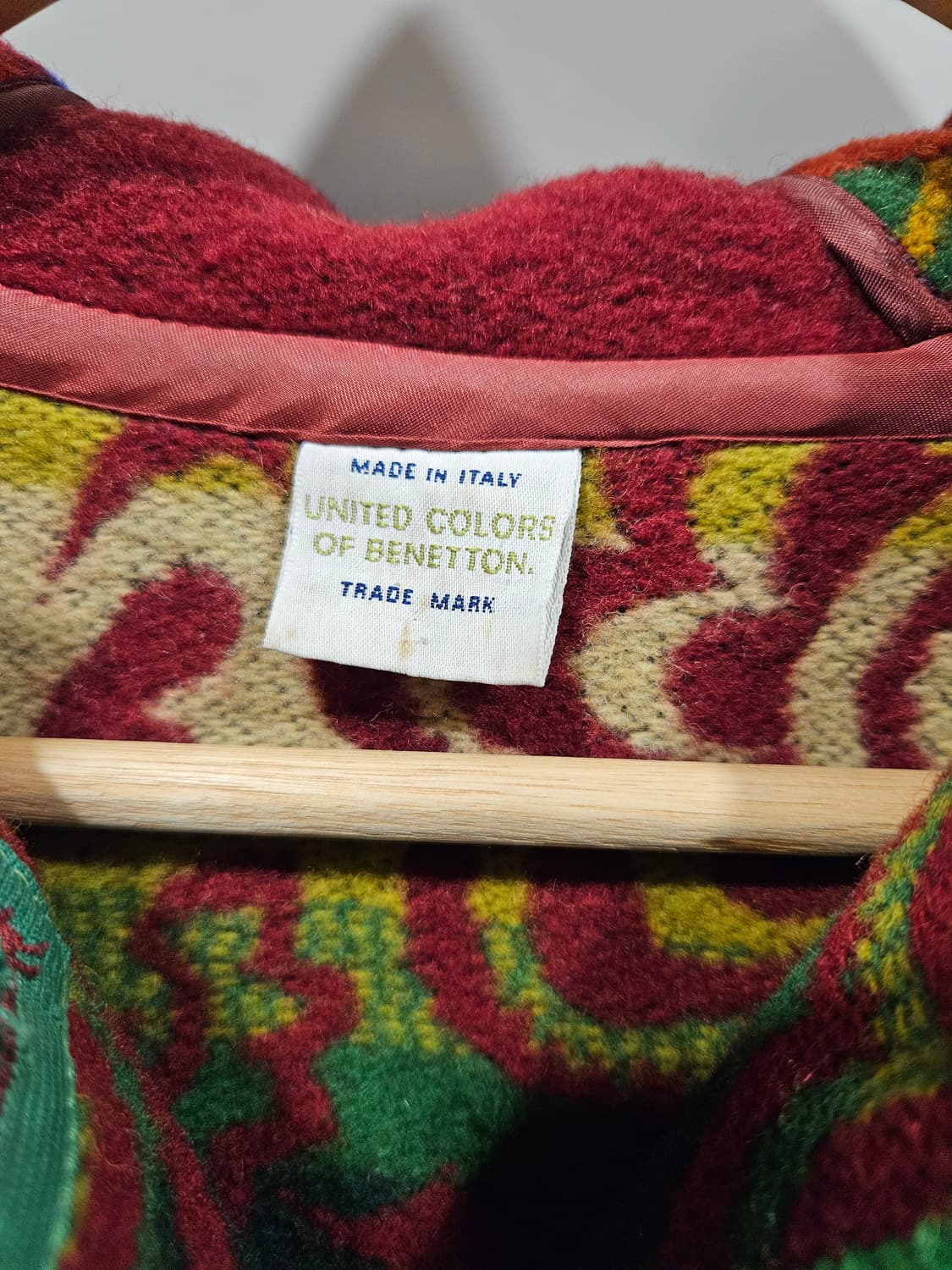 베네통 빈티지 패턴 후드 울재킷 상품이미지2