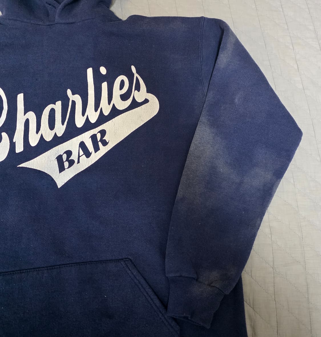 [XL] 80s 러셀 애슬레틱 썬페이드 트래쉬드 네이비 후드티 상품이미지2