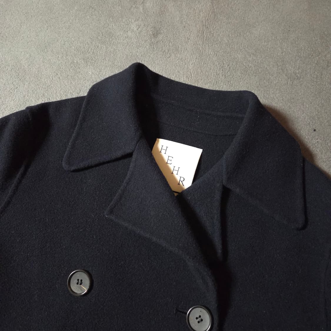 HEHR 히어 재팬 패브릭 핸드메이드 울 피코트 M 네이비 상품이미지3