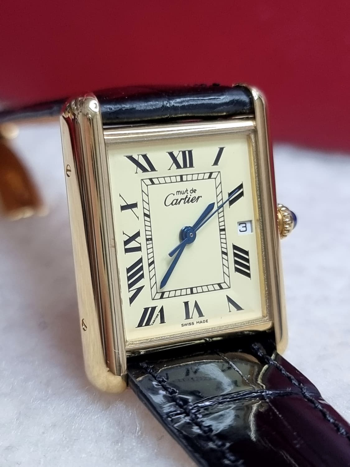 까르띠에 빈티지 탱크 머스트 XL 샴페인 다이얼 디버클 시계(남녀 공용) 상품이미지2
