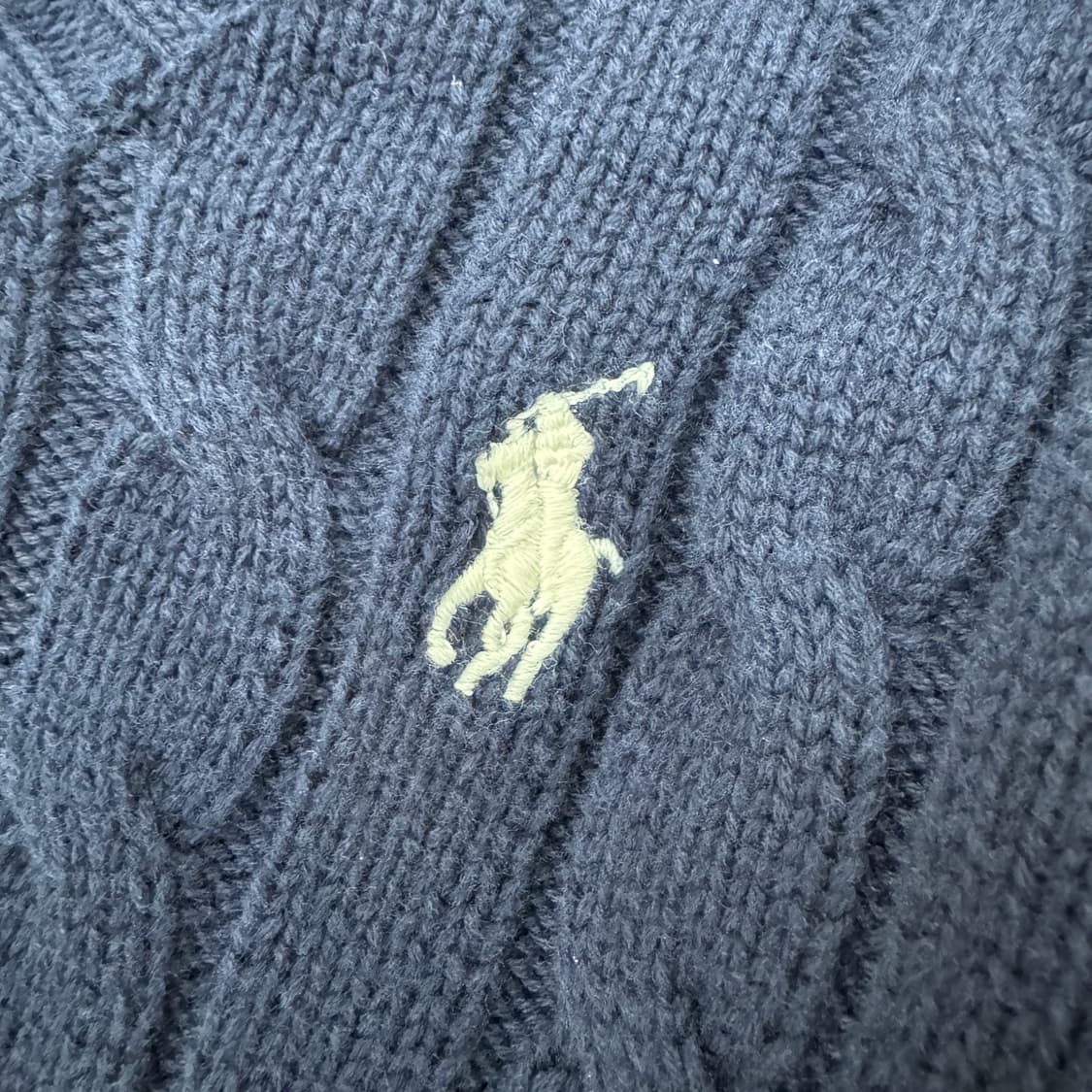 여성용 L 폴로 랄프로렌 네이비 V넥 케이블 니트  상품이미지3