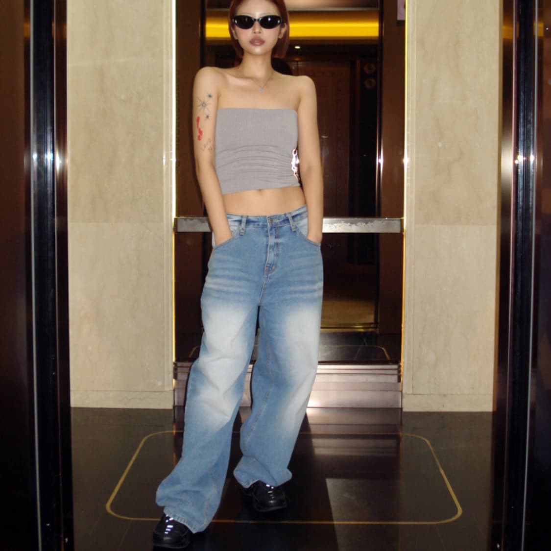 석마이키스(SUCK MY KISS) 포켓패치 데님팬츠 66 새상품 상품이미지2