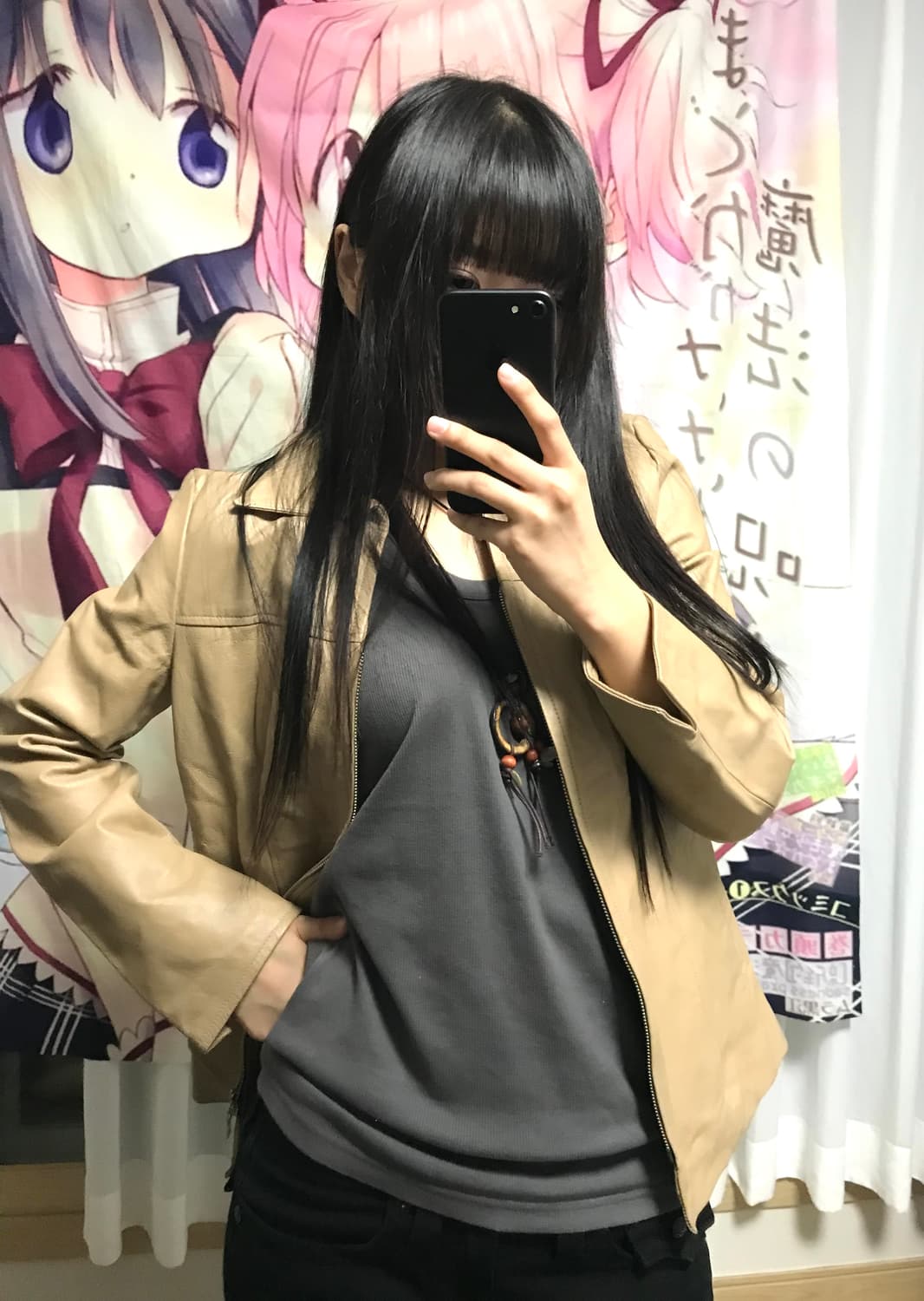 베이지 레더자켓 상품이미지2