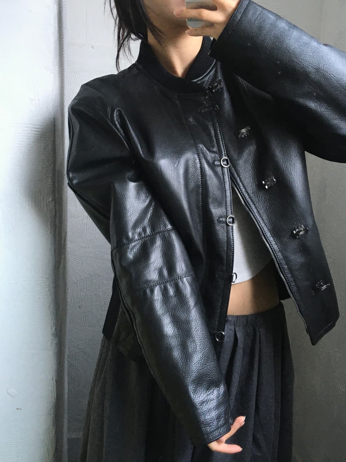 Emporio Armani 엠포리오 아르마니 블랙 레더 자켓 상품이미지1