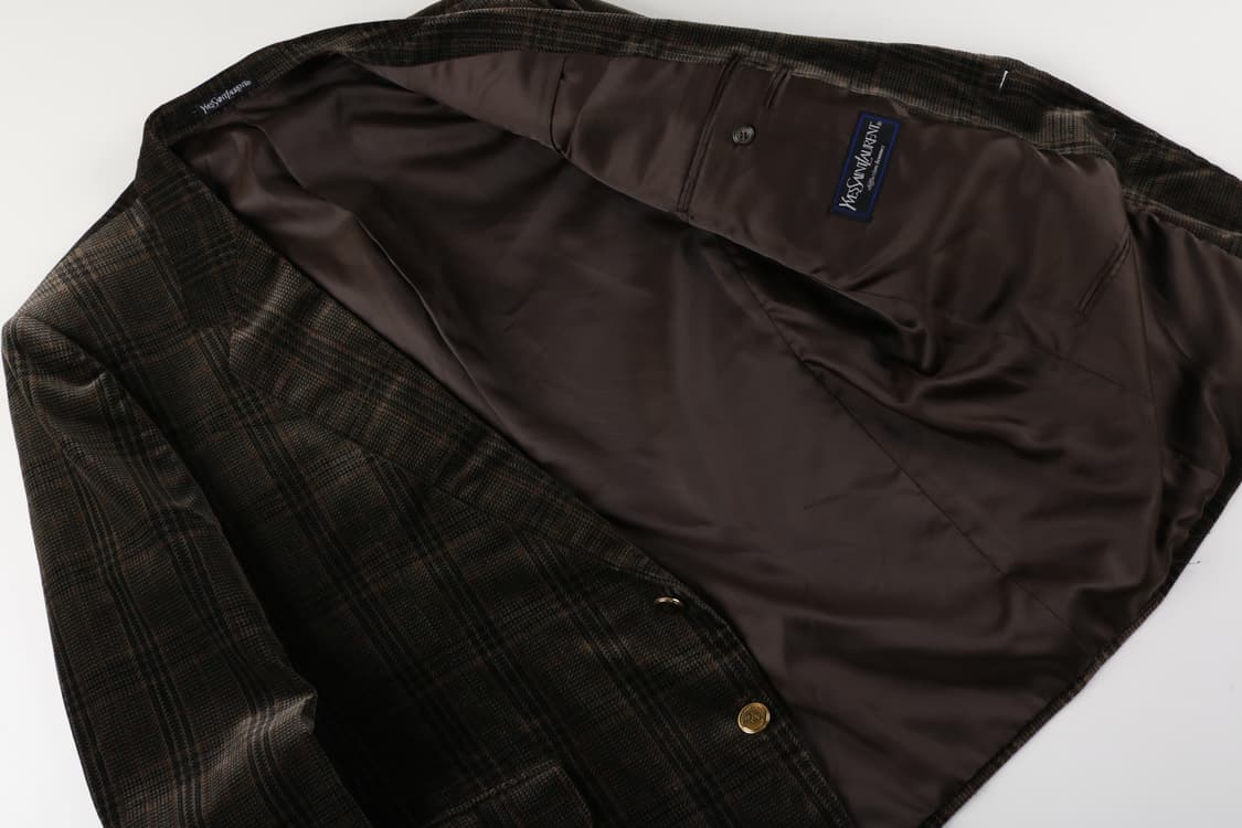 [L] 90's 입생로랑 체크 벨벳 자켓 상품이미지4