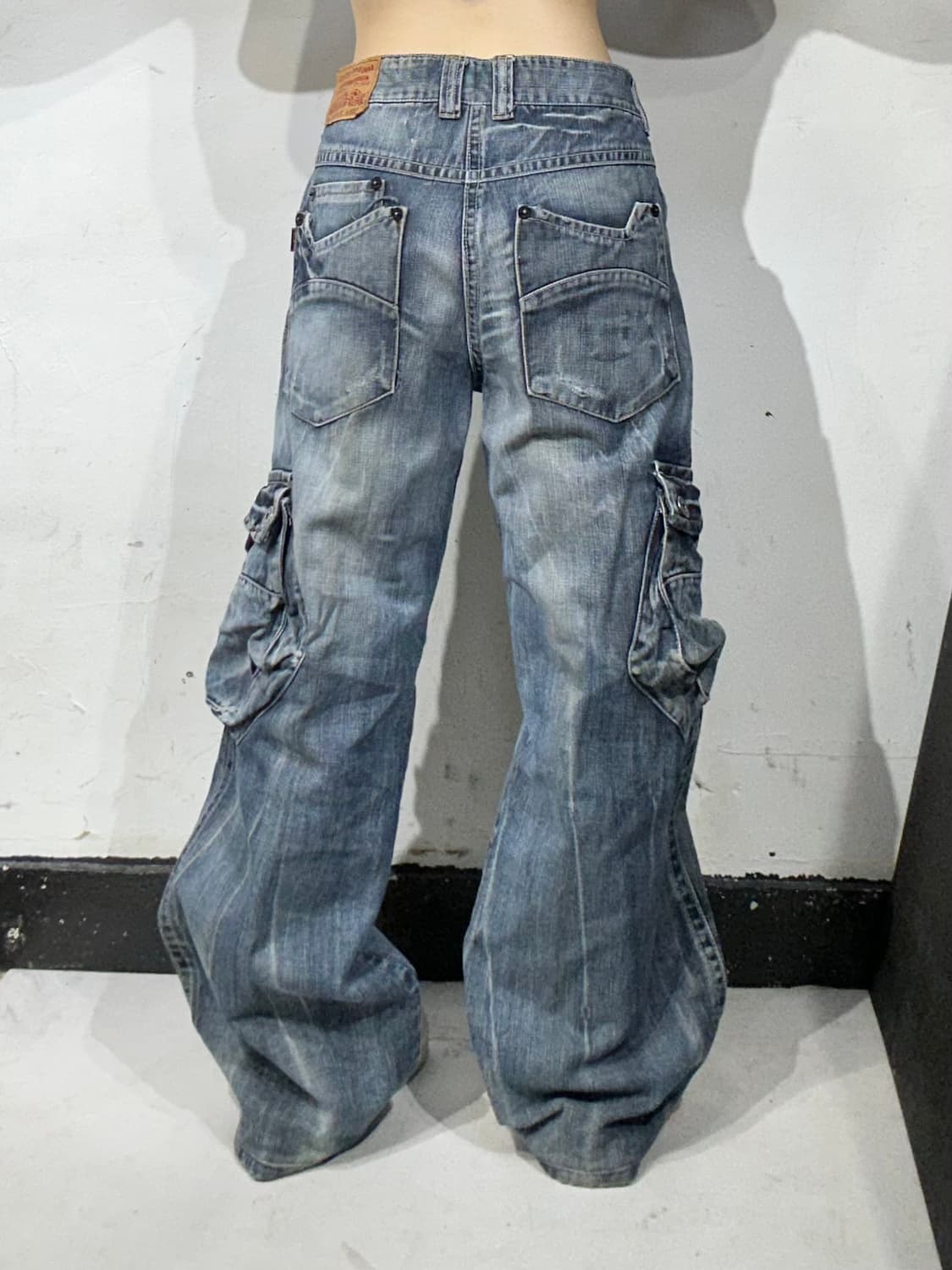 빈티지 진청 대대장 와이드 데님 카고 팬츠 청바지  상품이미지3