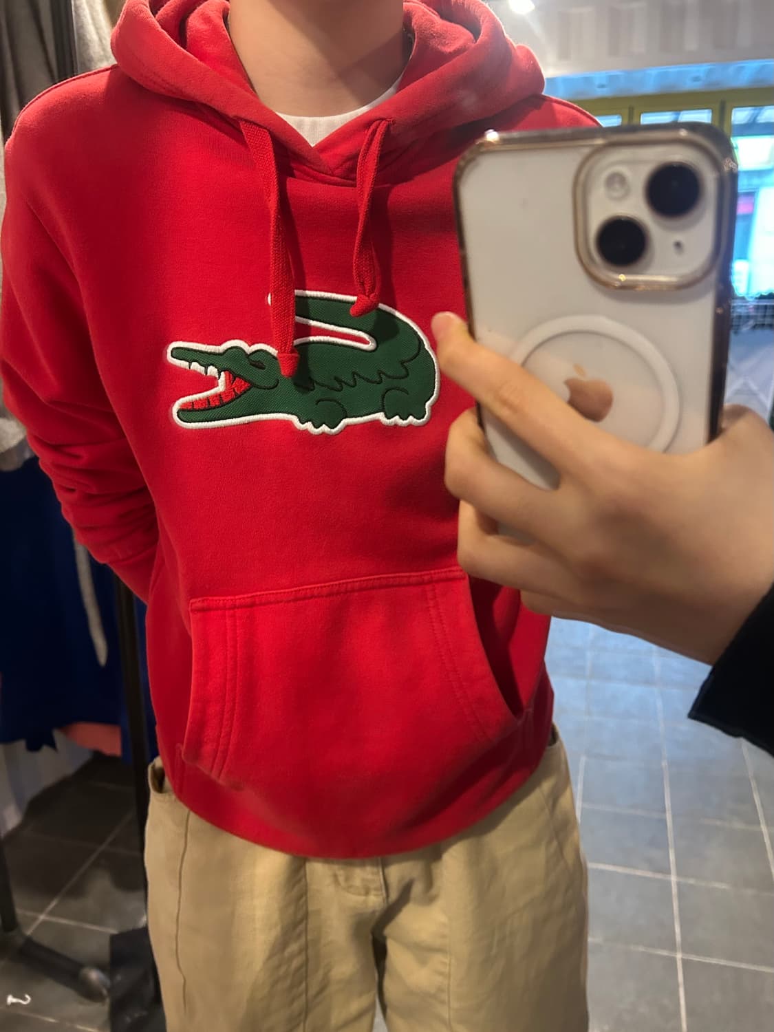 라코스테 레드 후드티 s-m 상품이미지1