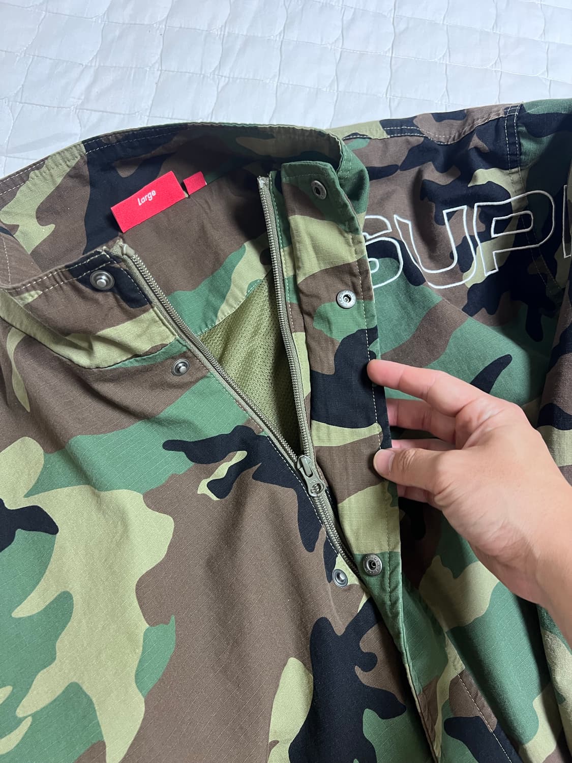 [L] 25FW 슈프림 스펠아웃 립스탑 트랙자켓 우드랜드 카모 상품이미지7