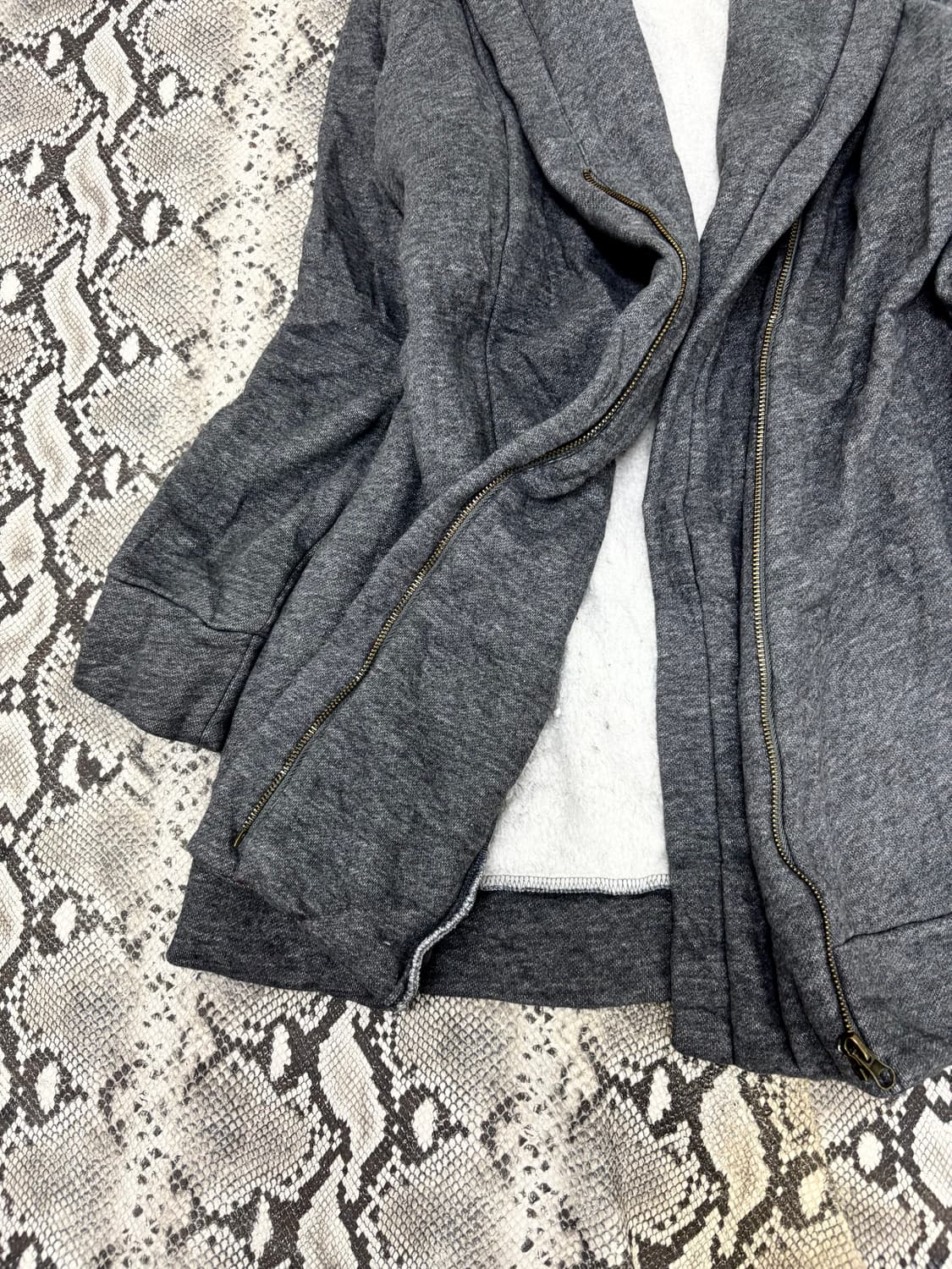 “Vintage” Grey Side Zipper Detail Hooded 상품이미지2