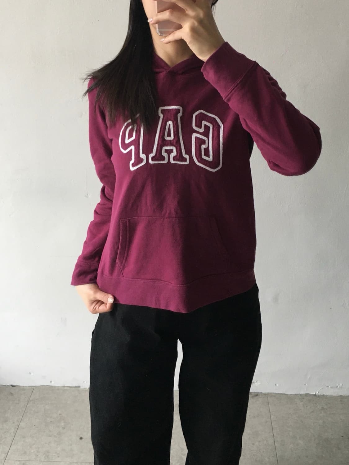 갭 스펠 버건디 후드티 상품이미지1