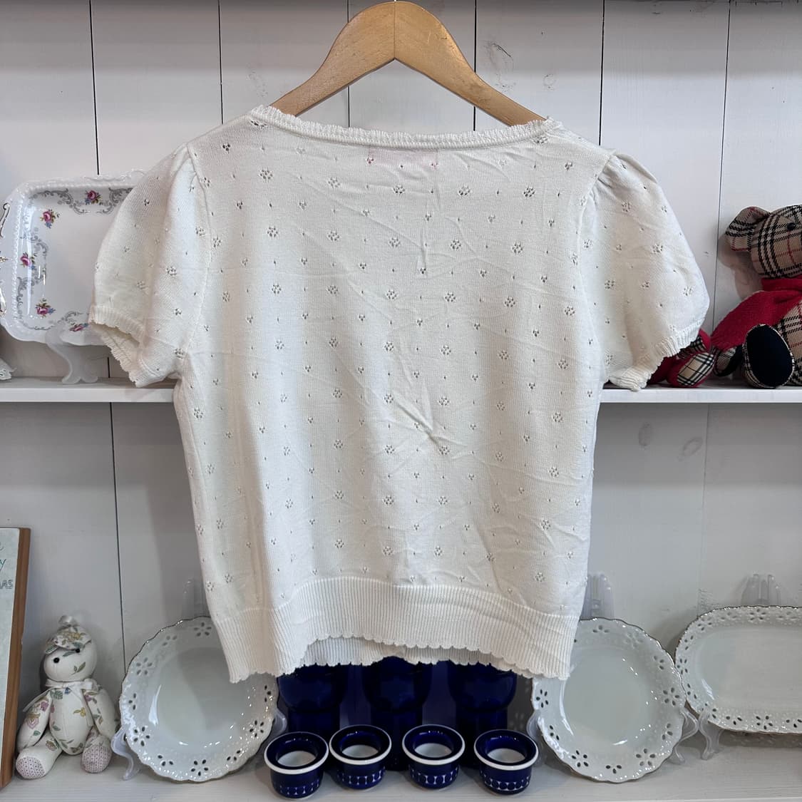 Ank Rouge 펀칭 레이스 반팔 가디건 상품이미지2