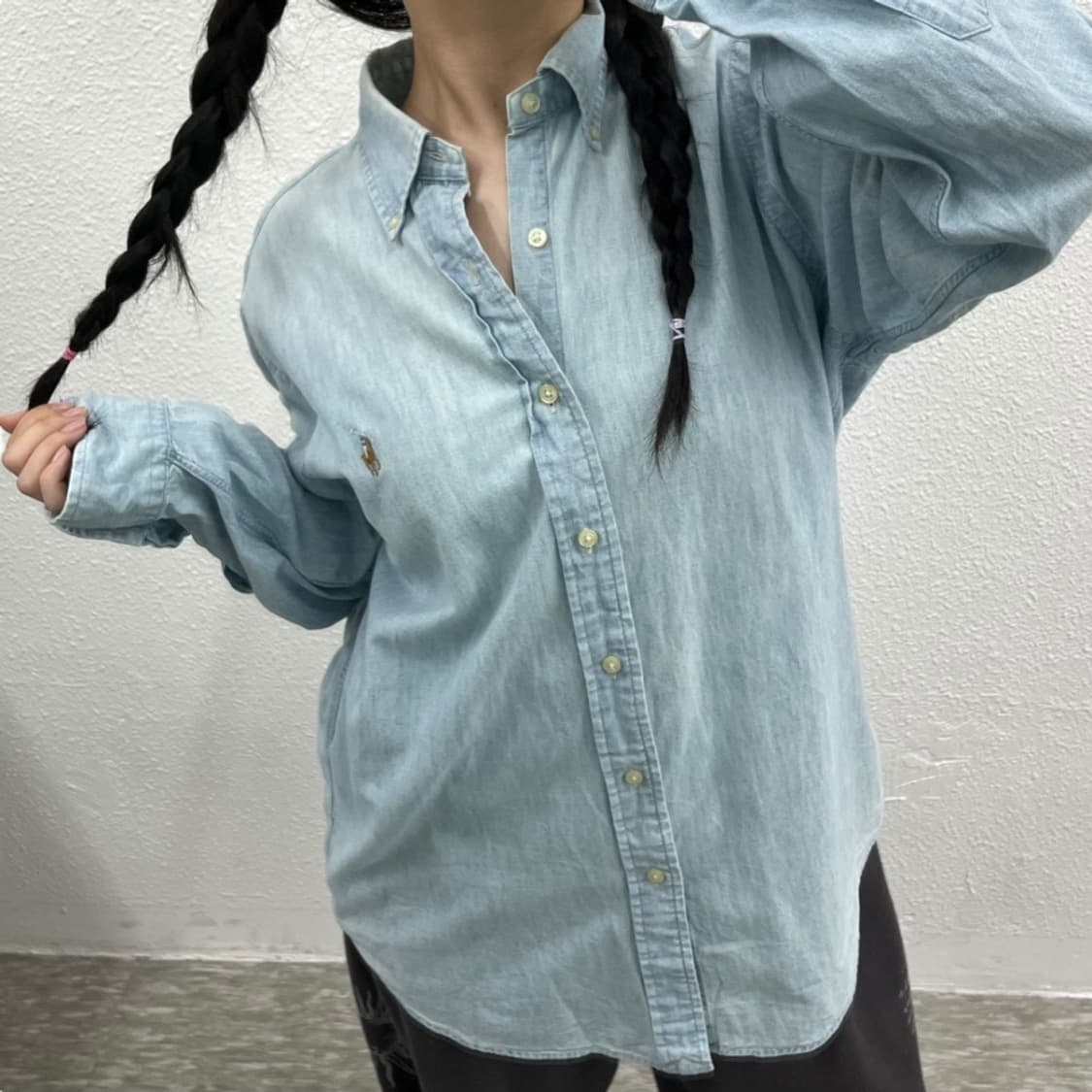 폴로 랄프로렌 옥스포드 소라 데님 셔츠 M 상품이미지7