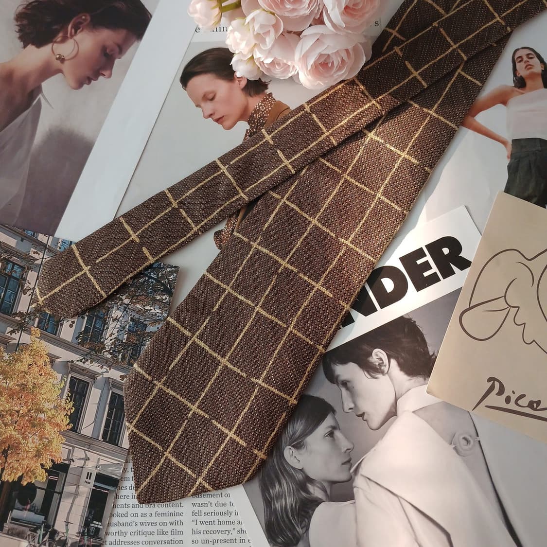 크리지아 실크 혼방 윈도우 체크 넥타이 9.3cm A+등급 A19117
 상품이미지3