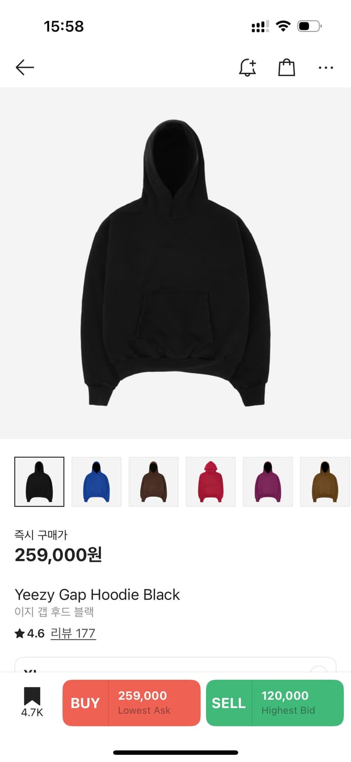 이지 갭 퍼펙트 후디 XL 블랙 상품이미지1