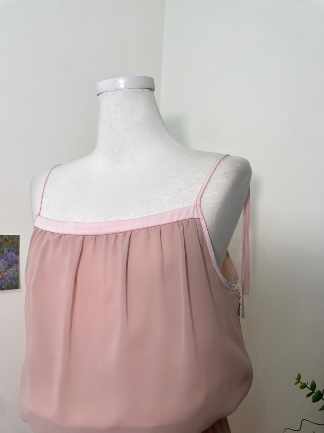 pink bow waist shirring chiffon opc 상품이미지7