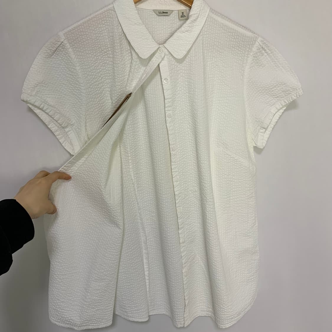 LLBean 엘엘빈 엠보싱 반팔 셔츠 블라우스 여성 모리걸 빈티지 M 상품이미지8