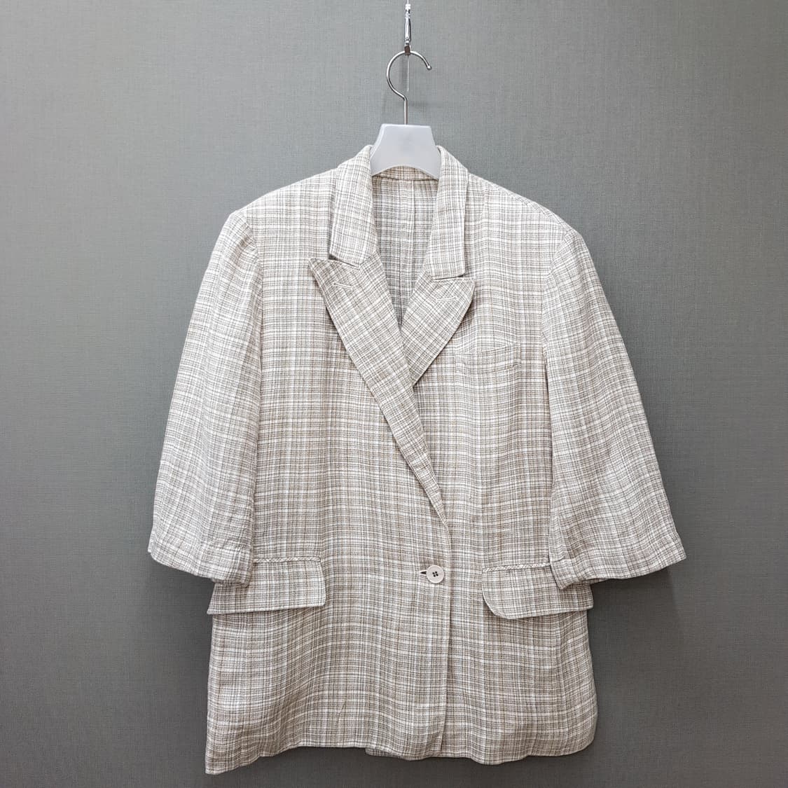 한섬 시스템 2022 마100 체크 하프슬리브 자켓 S사이즈 상품이미지1