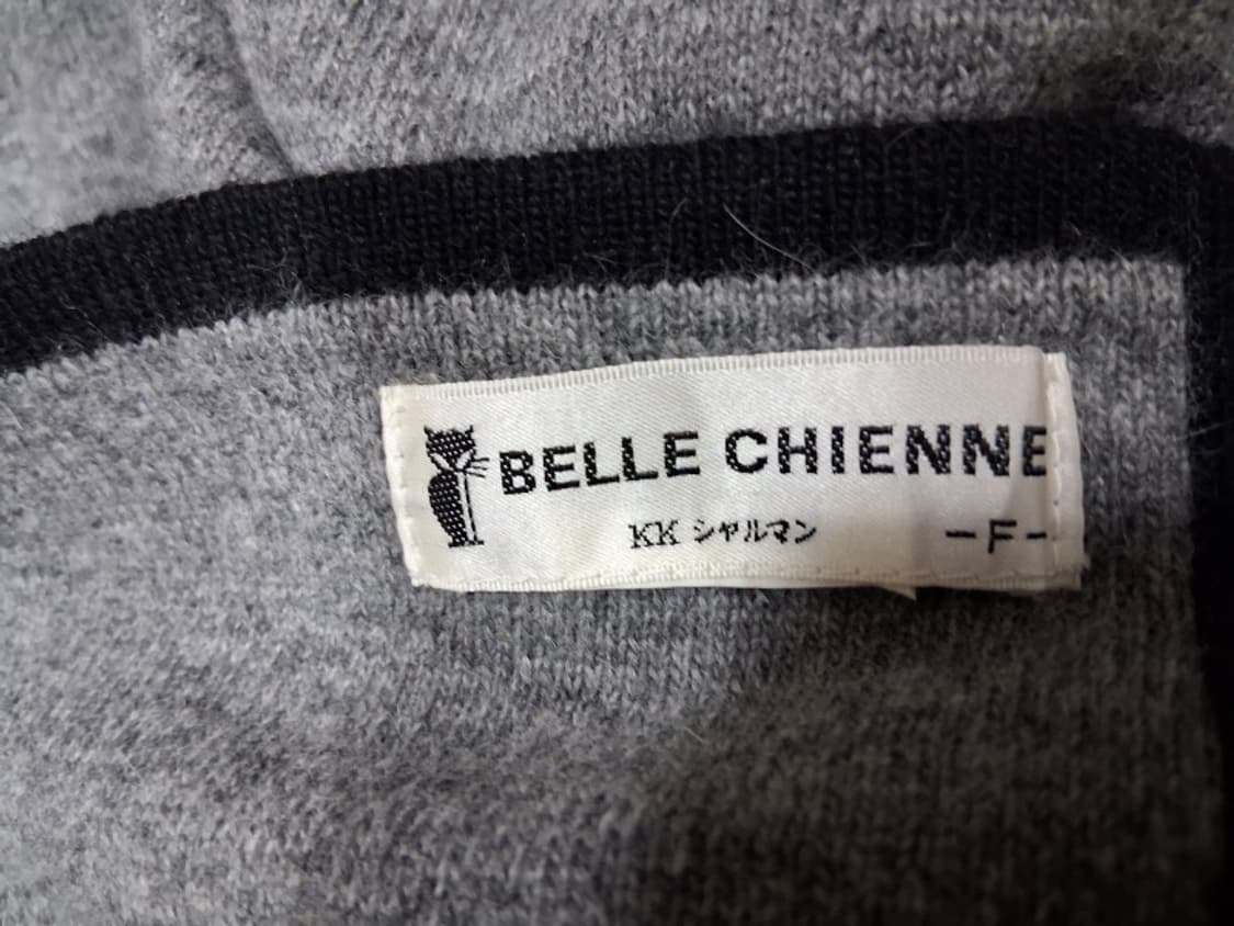 일본구제 BELLE CHIENNE100%순모 울 블랙 그레이 양면 순모울 상품이미지5