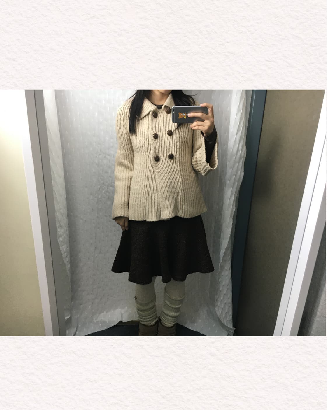 베이지 우드단추 니트 가디건 상품이미지3