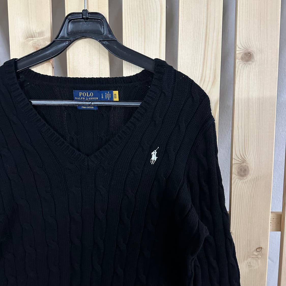 (S) 폴로 랄프로렌 블랙 케이블 브이넥 니트 상품이미지3