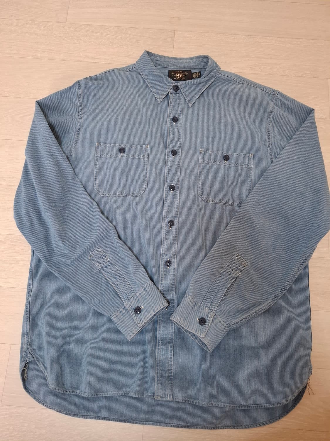 XL RRL 인디고 샴브레이 와바시 스트라이프 워크 셔츠 블루 상품이미지1
