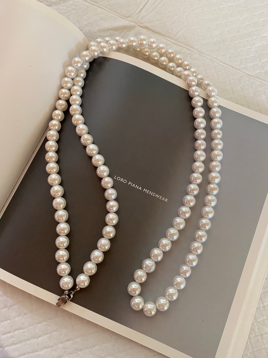 일본수입 모조진주 롱 목걸이 상품이미지2