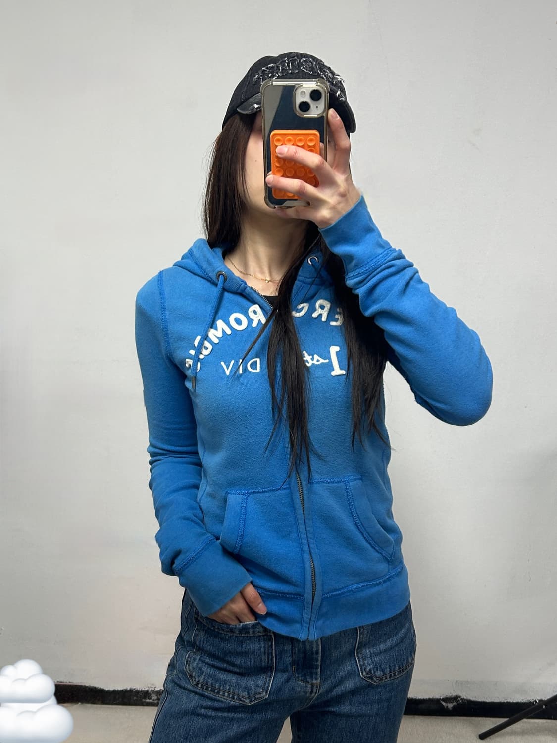 아베크롬비 y2k 아치로고 후드집업 블루 상품이미지2