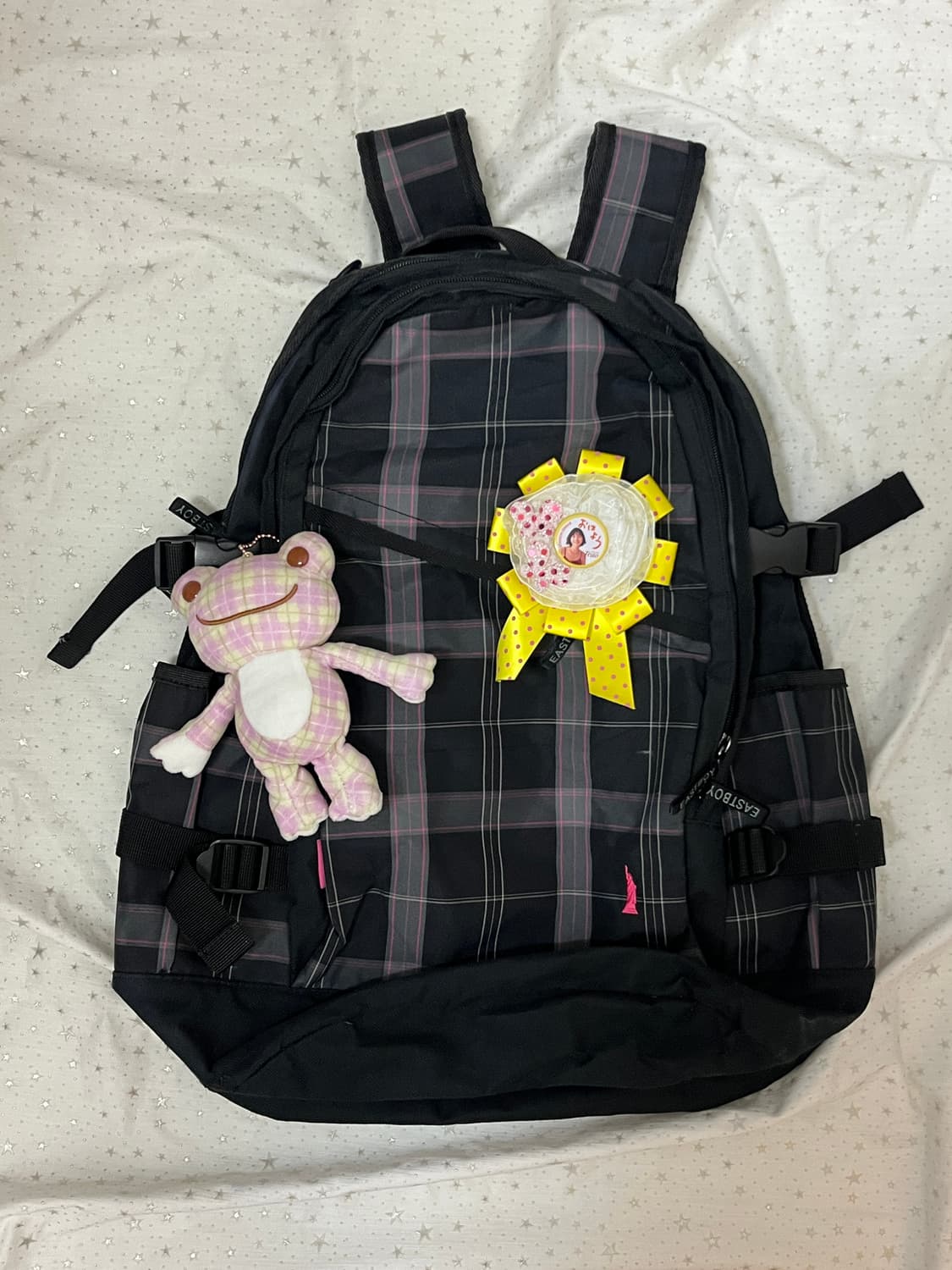 블랙핑크 체크패턴 백팩 + 핑크 피클더 프로그 키링 🐸 상품이미지2