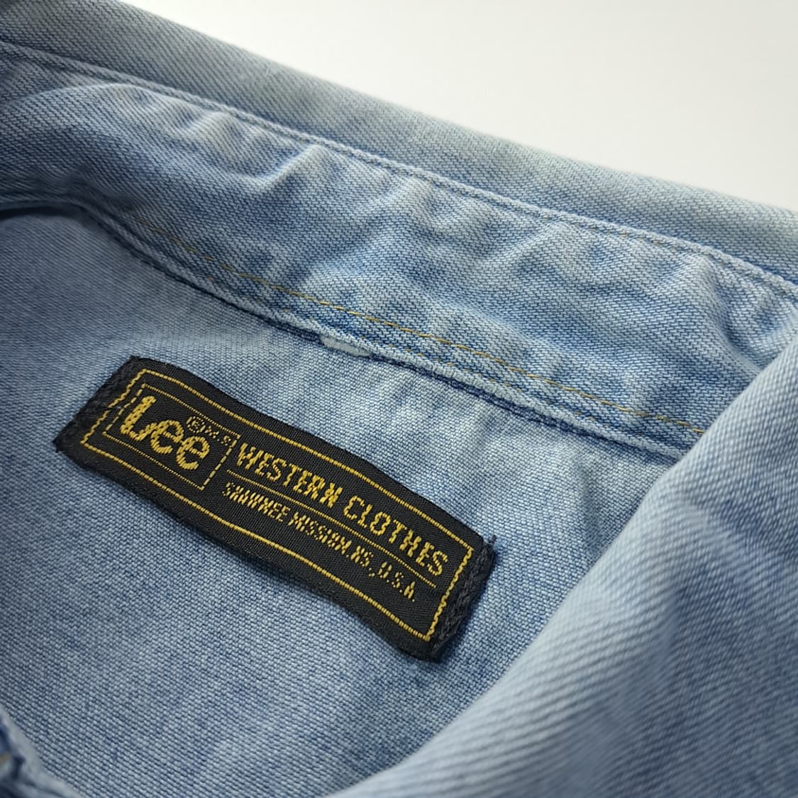 CJ385 XL 리 LEE 80s 미국판 라이트블루 데님 웨스턴 셔츠  상품이미지3