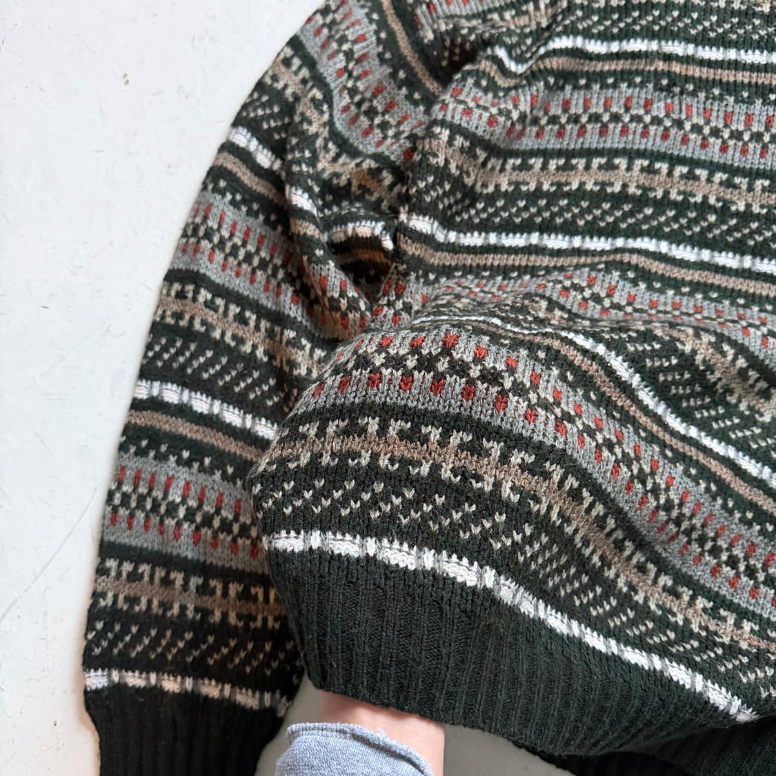딥그린 페어아일 패턴 스웨터니트 상품이미지7
