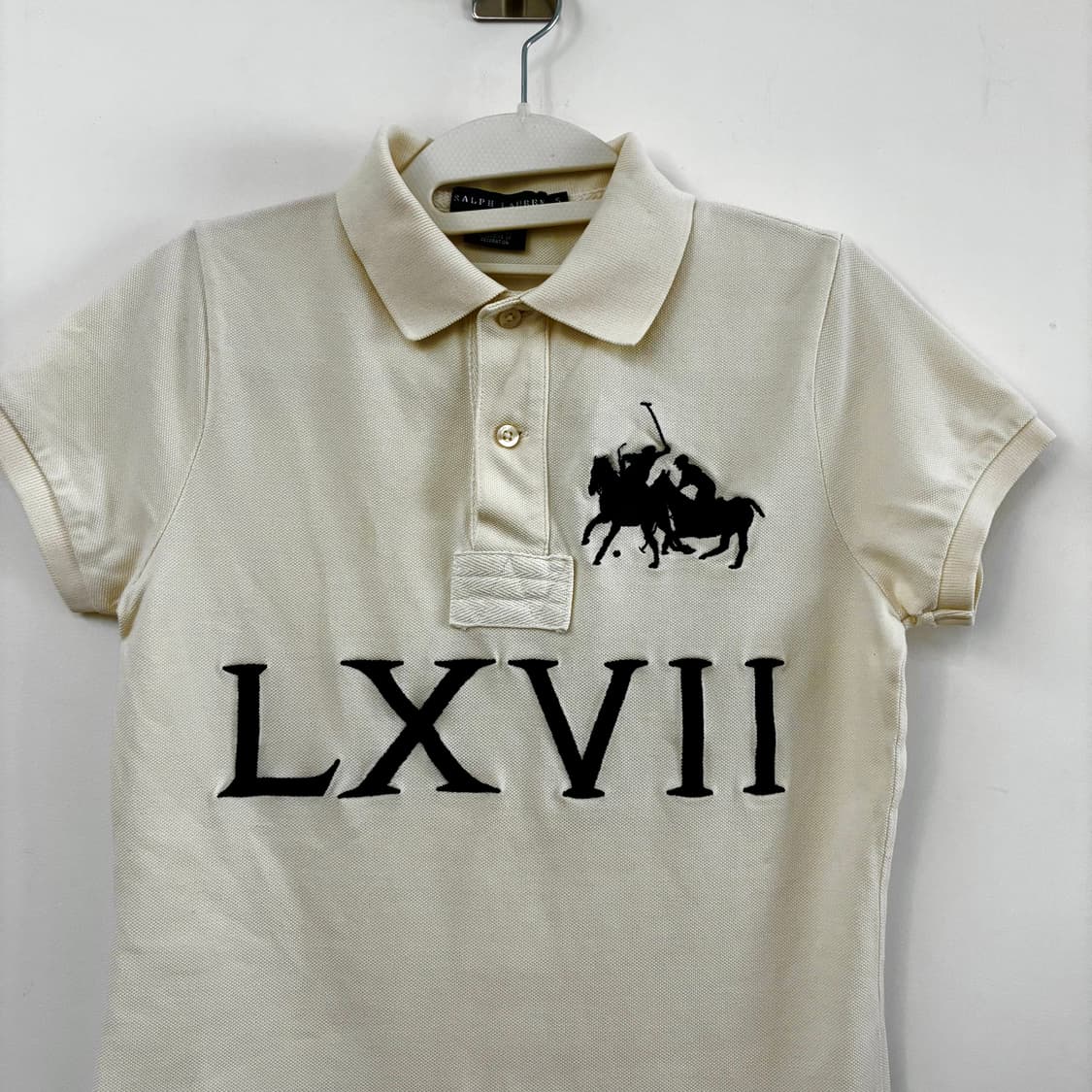폴로 랄프로렌 빅포니 딱붙핏 아이보리 카라 반팔 티셔츠 상품이미지4