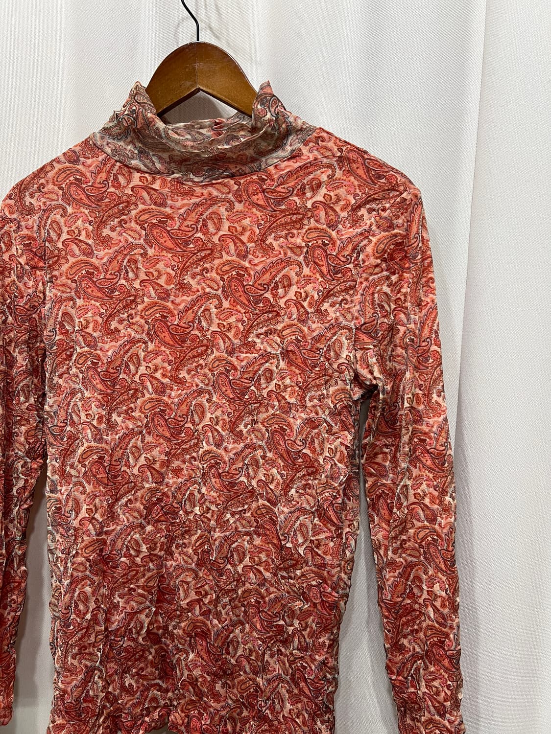 빈티지 여성 페이즐리 반폴라 롱슬리브  상품이미지3