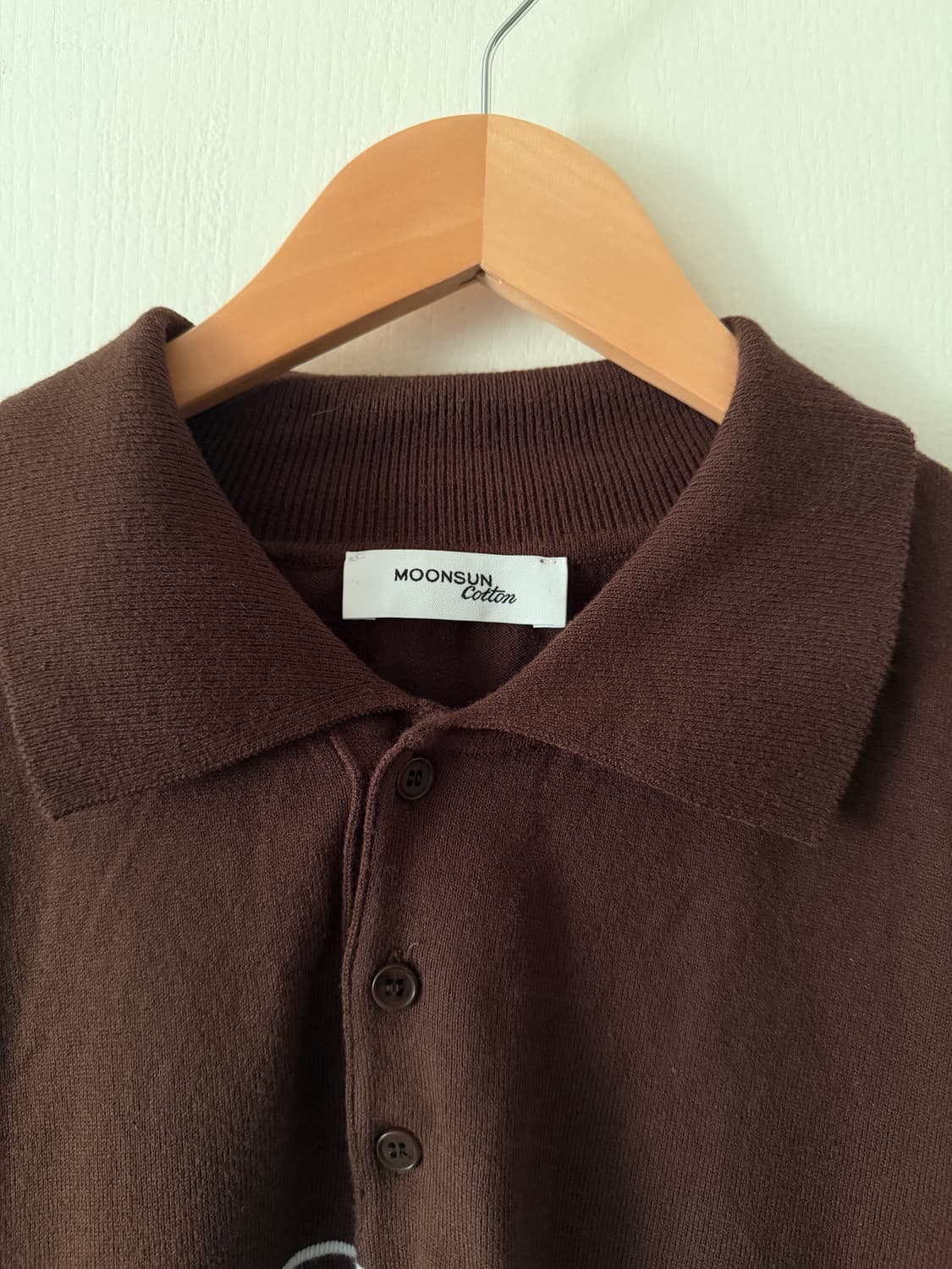 문선 코튼 스트라이프 카라 니트 / 브라운블루 상품이미지2