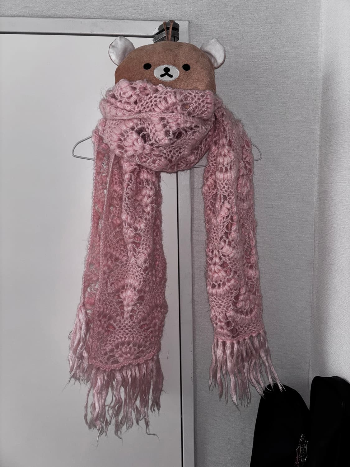 연분홍 뜨개 크로쉐 머플러/케이프 상품이미지1