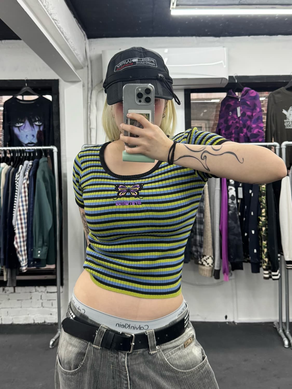 히스테릭 글래머 스트라이프 크롭티 상품이미지2