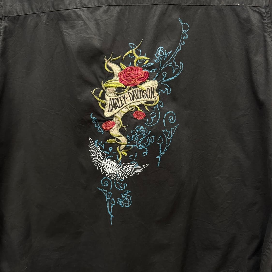 할리데이비슨 긴팔 셔츠 우먼스 장미 레터링 자수 로고 디테일 블랙 상품이미지8