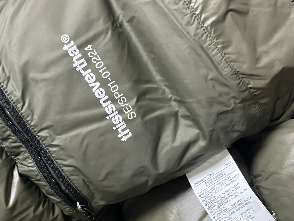 디스이즈네버댓 패딩 카키 올리브색 경량패딩 상품이미지5